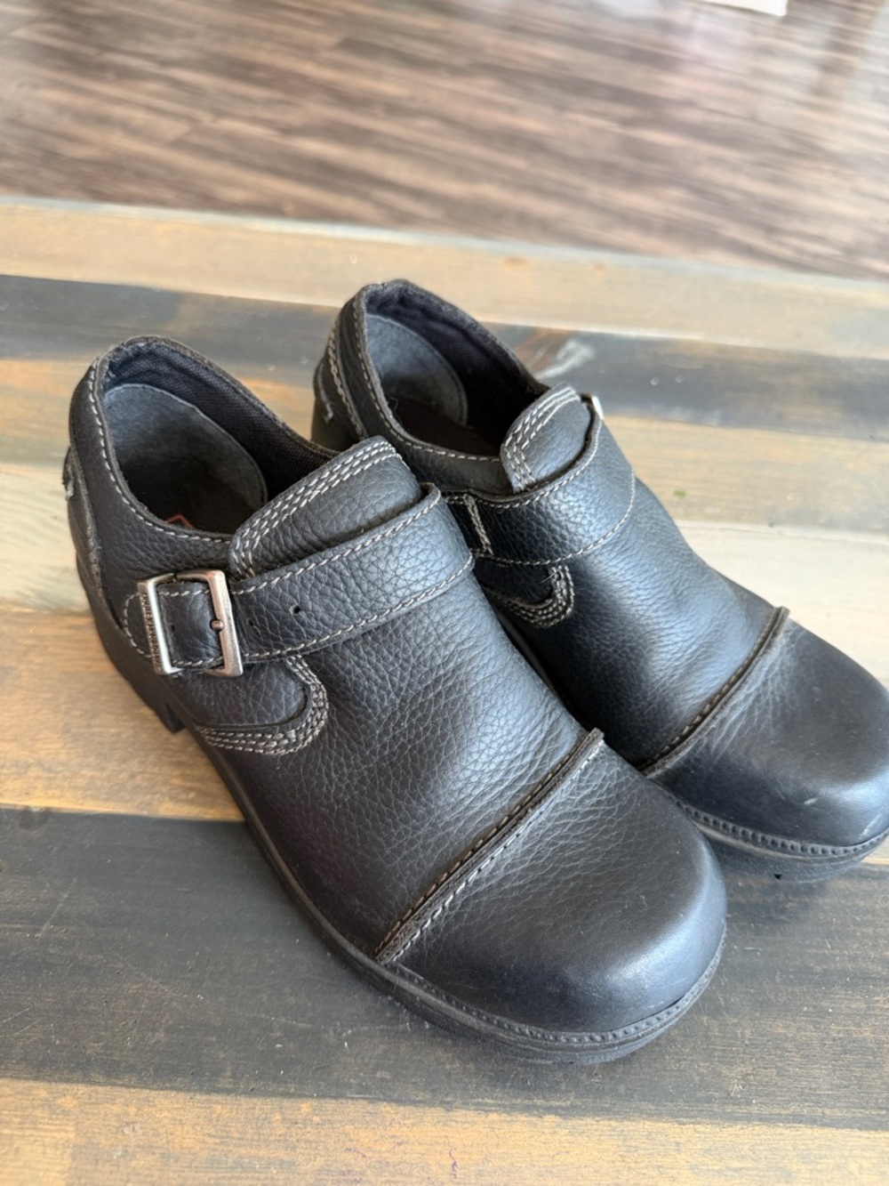 Harley Davidson Leather Slip-On Shoes with Buckle